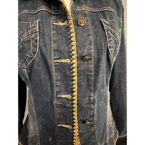 Kikit Jean Vintage denim Jacket With Embroidery Sz M - Picture 2 of 6